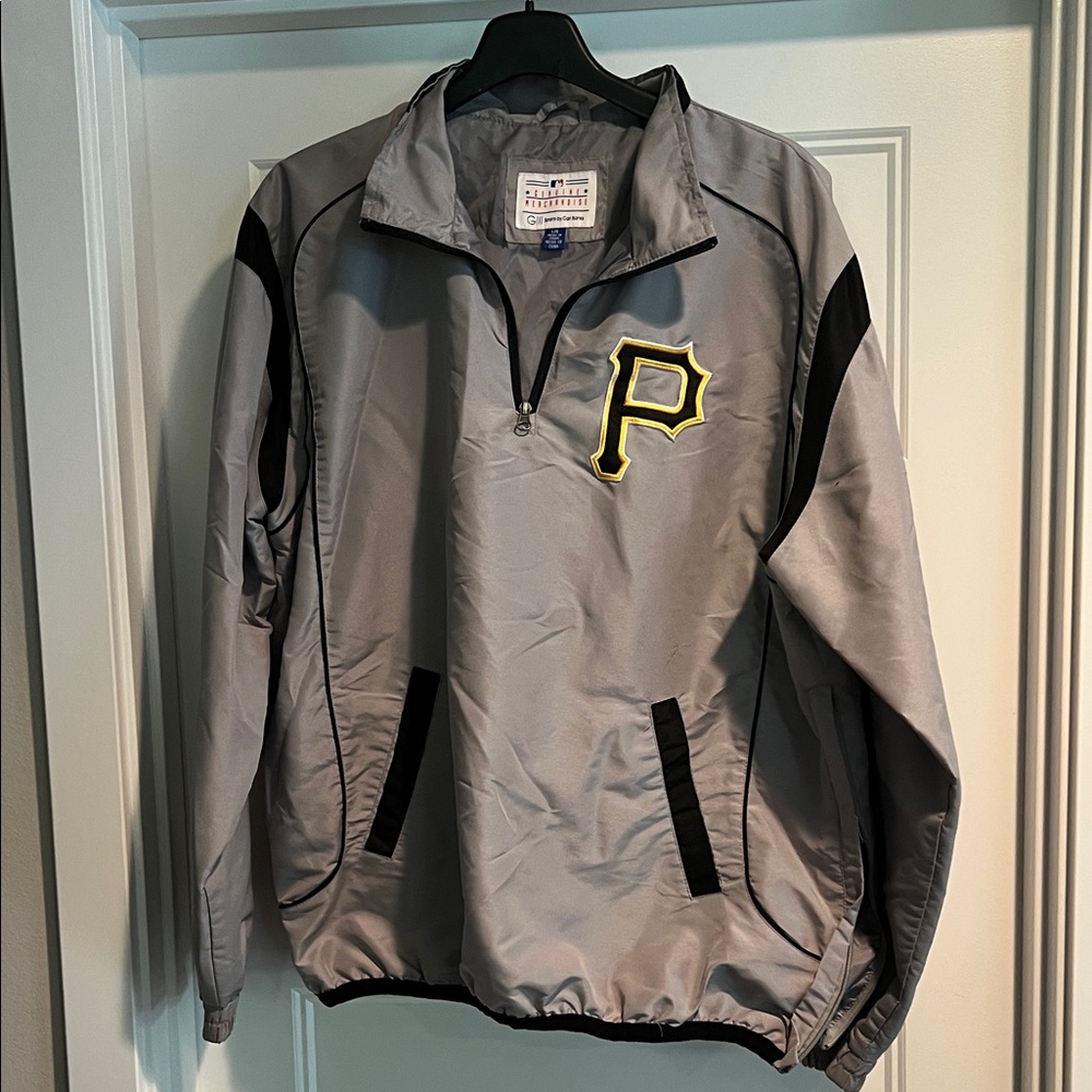 Pittsburgh Pirates Gray and Quarter Zip Pullover Jacket with side zippers